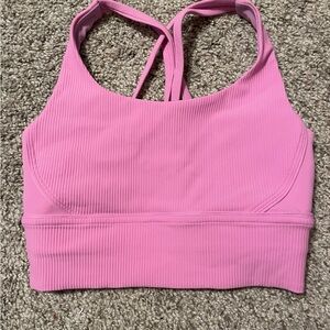 Lululemon Energy Longline Bra Ribbed Pink Size 4